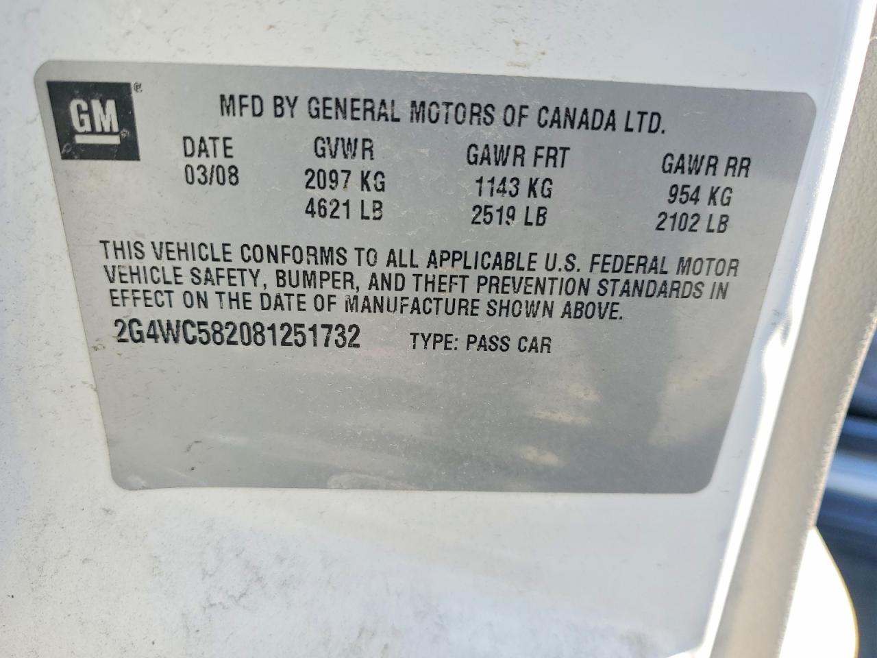 2008 BUICK LACROSSE CX photo 23