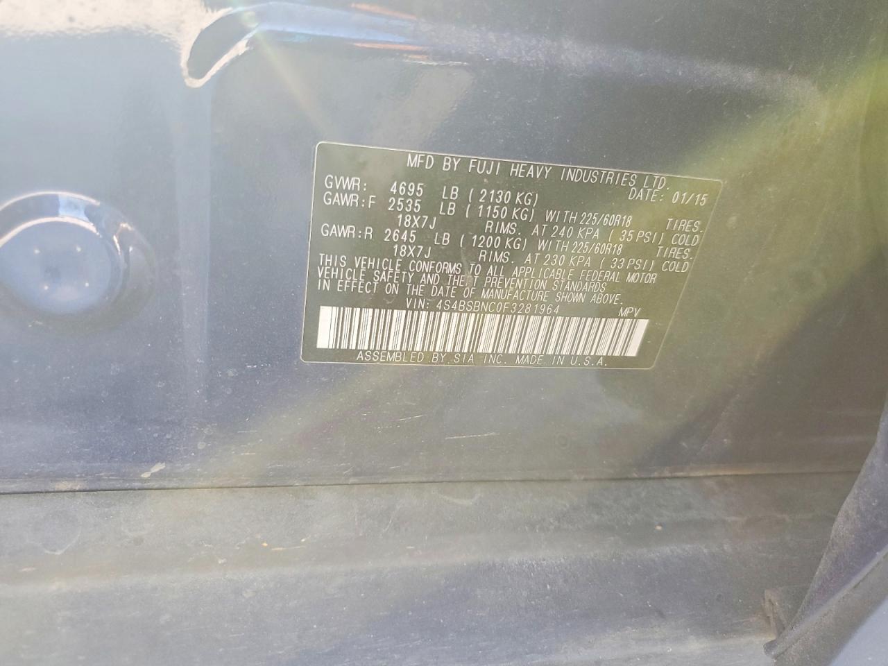 2015 SUBARU OUTBACK 2.5I LIMITED photo 25