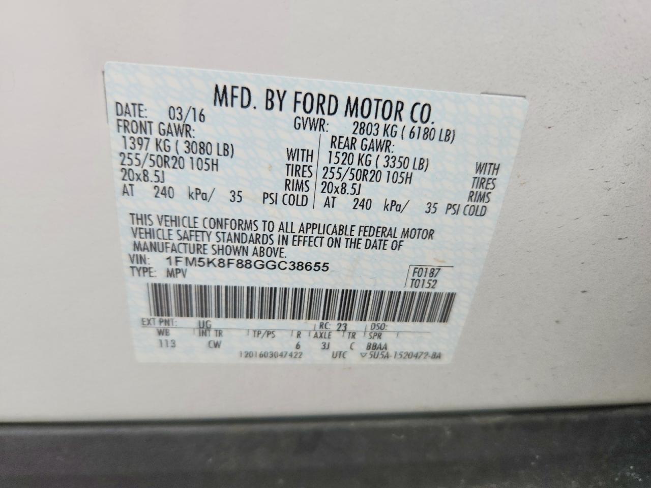 2016 FORD EXPLORER LIMITED photo 37