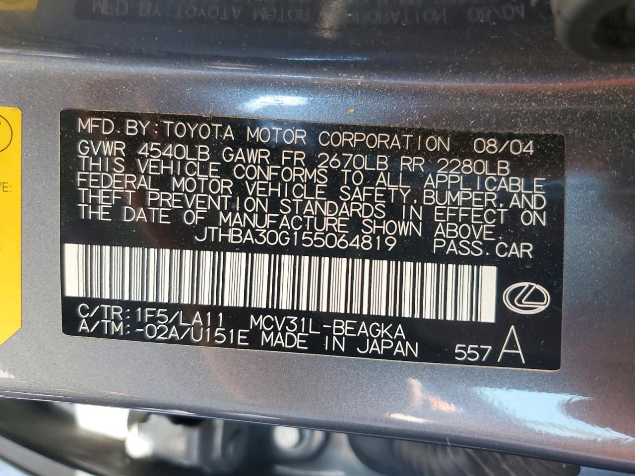 2005 LEXUS ES 330 photo 25