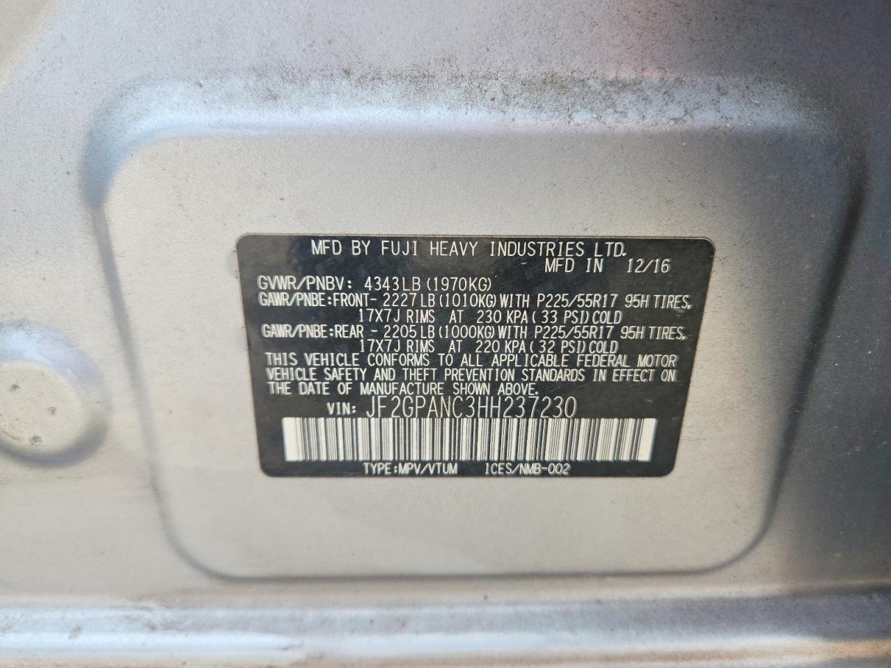 2017 SUBARU CROSSTREK LIMITED photo 40