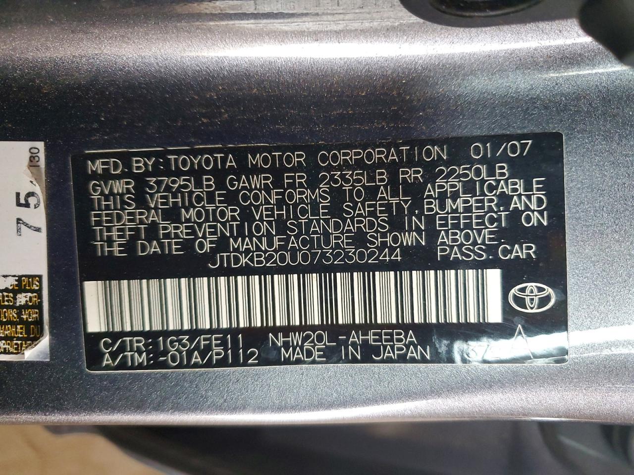 2007 TOYOTA PRIUS BASE photo 37