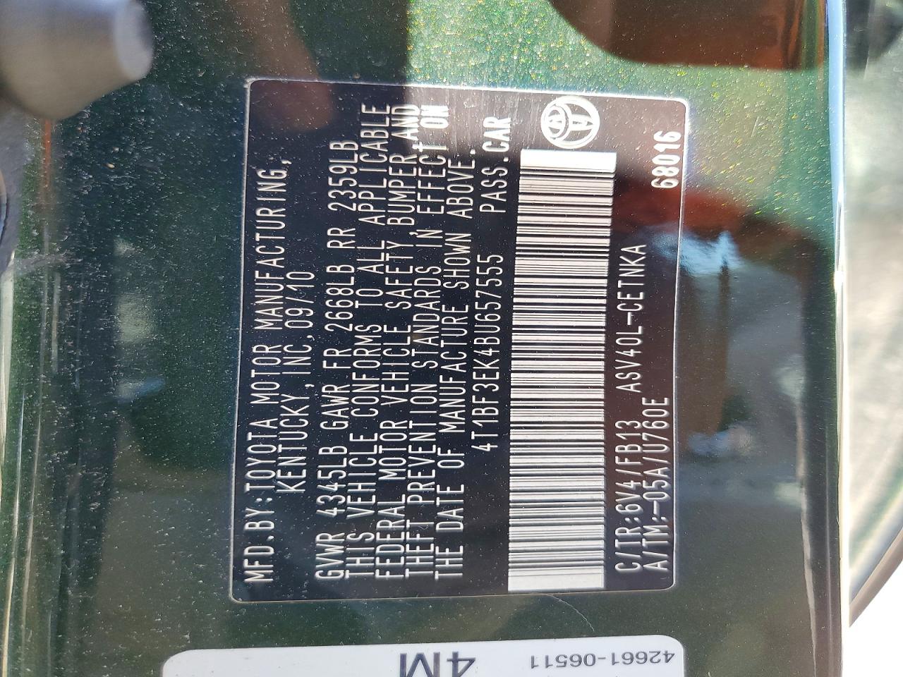 2011 TOYOTA CAMRY LE photo 25