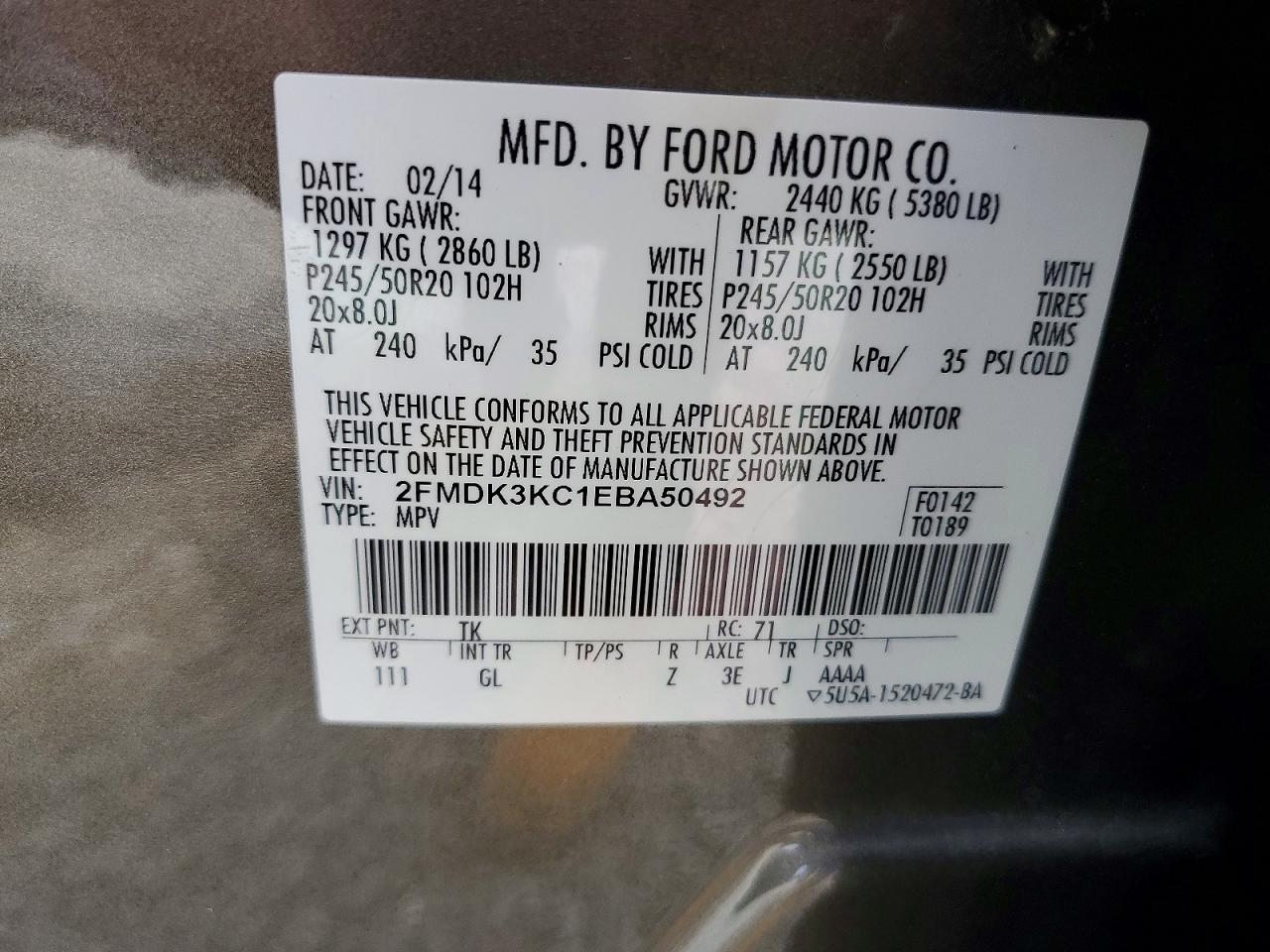 2014 FORD EDGE LIMITED photo 23