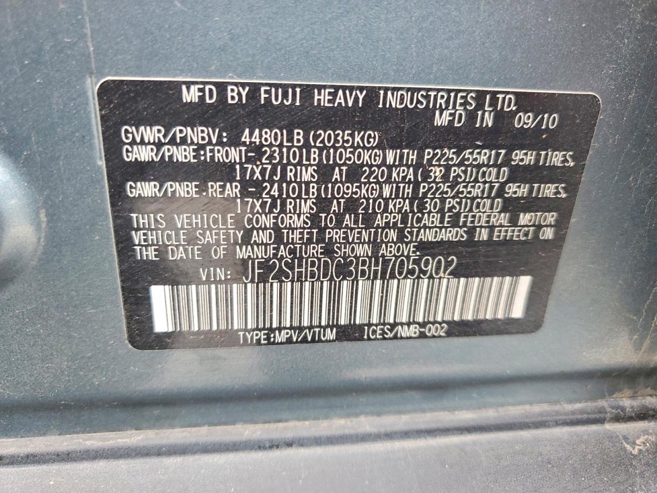 2011 SUBARU FORESTER 2.5X PREMIUM photo 25