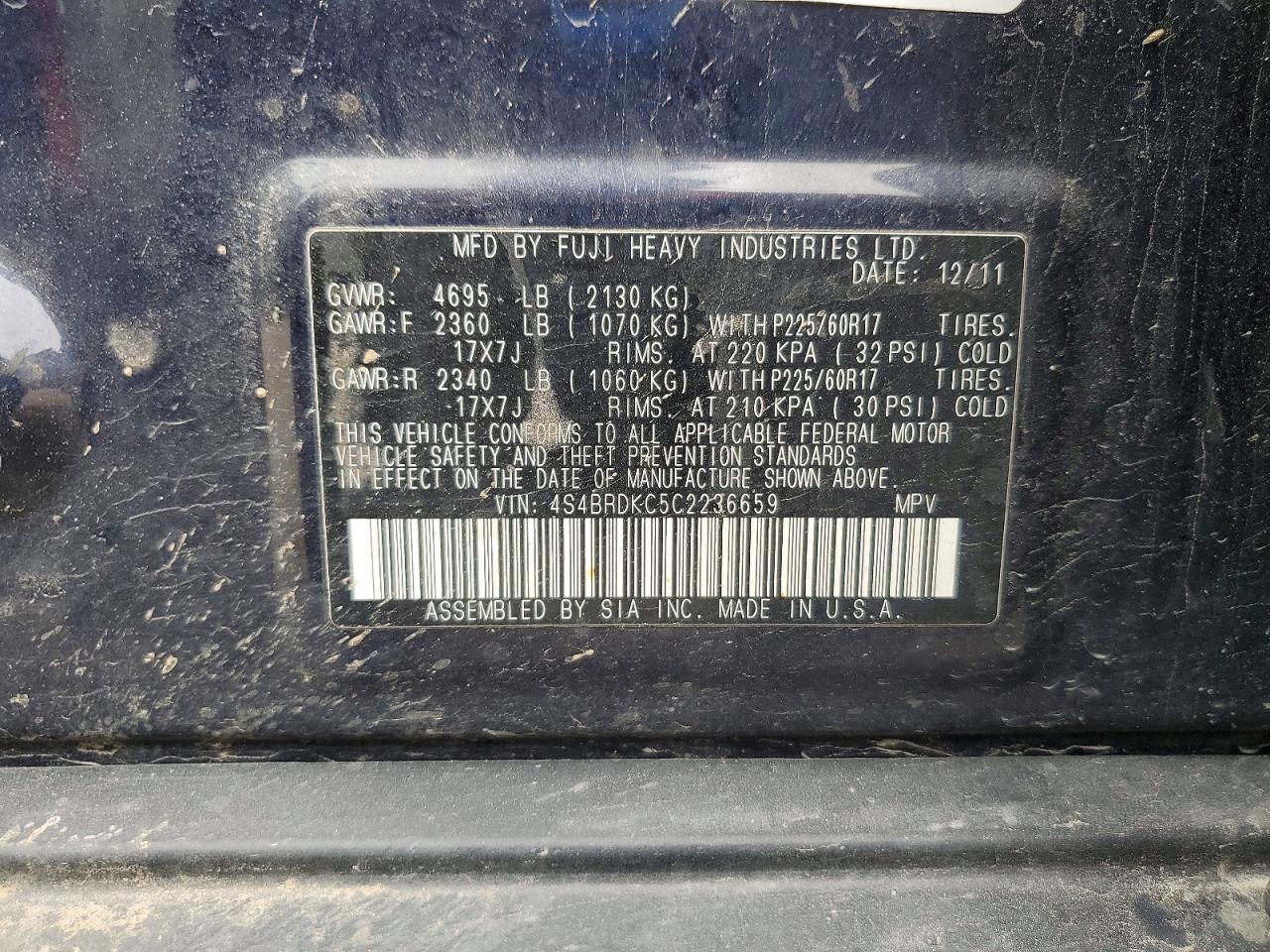 2012 SUBARU OUTBACK photo 37