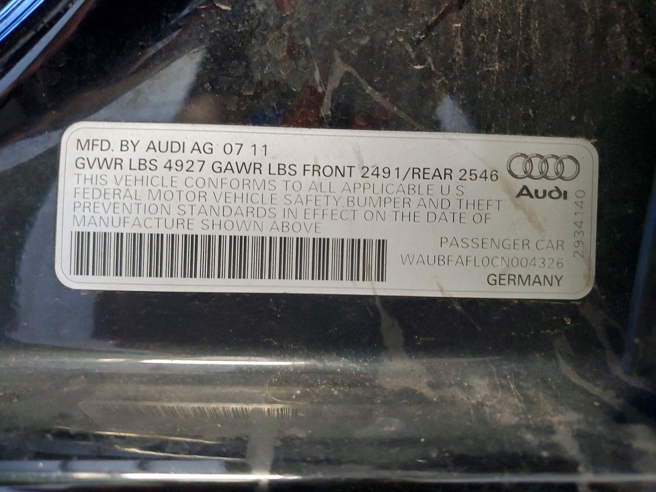 2012 AUDI A4 PREMIUM photo 37