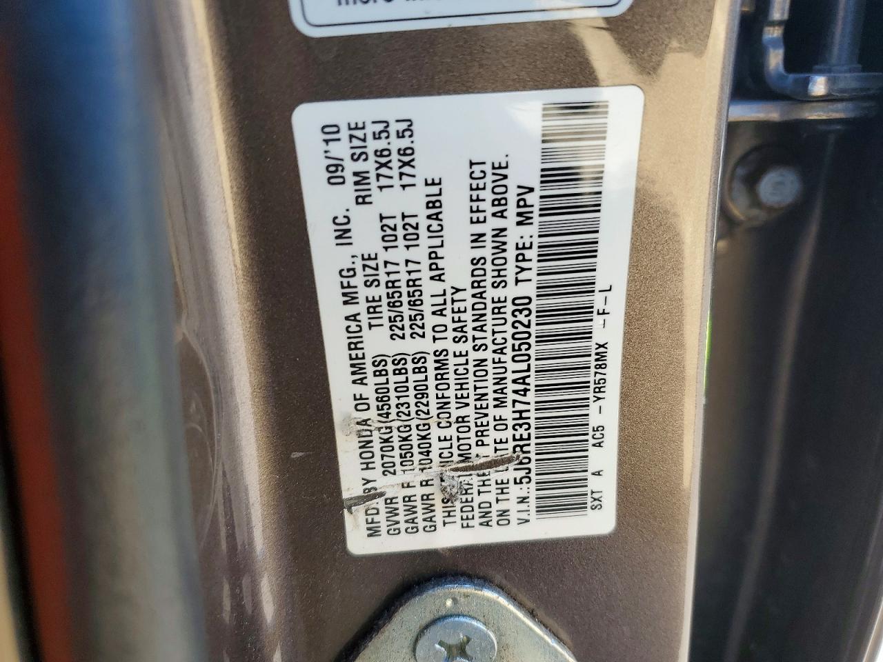 2010 HONDA CR-V EXL photo 25