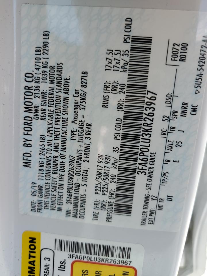 2019 FORD FUSION SE photo 12