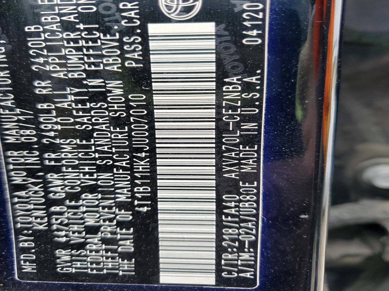2018 TOYOTA CAMRY LE photo 23