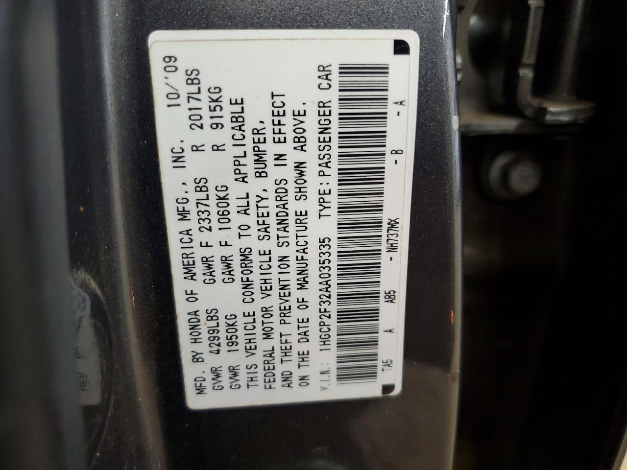 2010 HONDA ACCORD LX photo 23