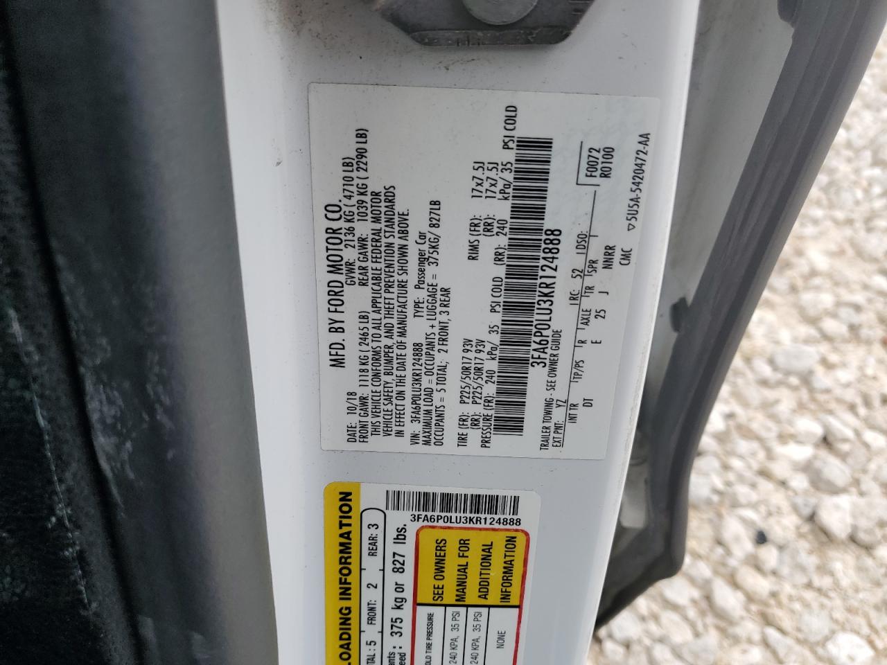 2019 FORD FUSION SE photo 34