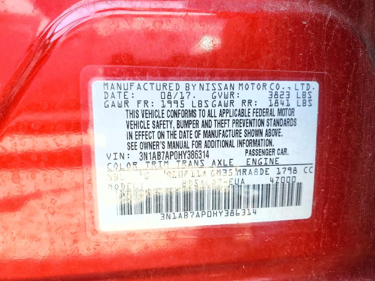 2017 NISSAN SENTRA SV photo 25