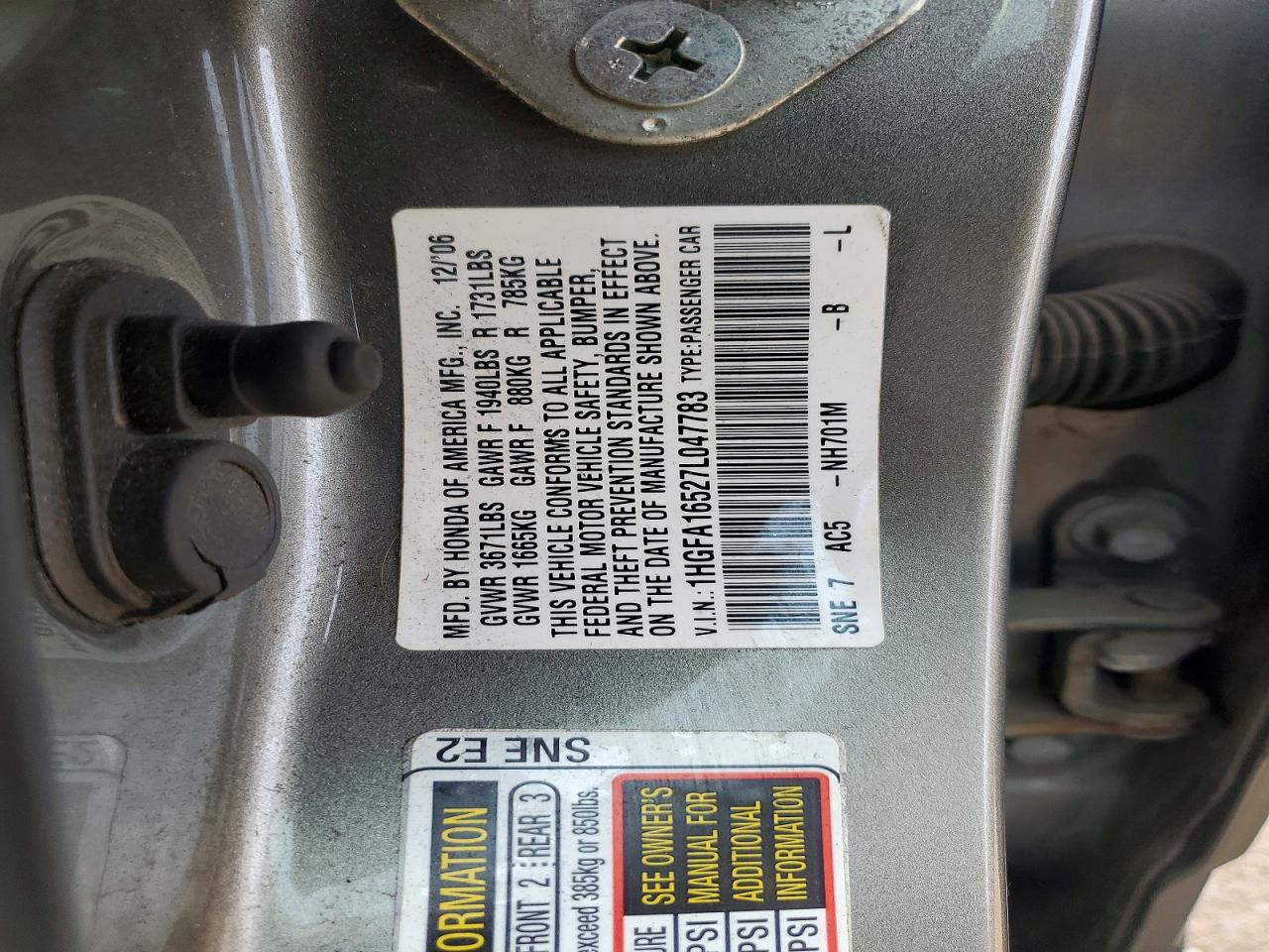 2007 HONDA CIVIC LX photo 23
