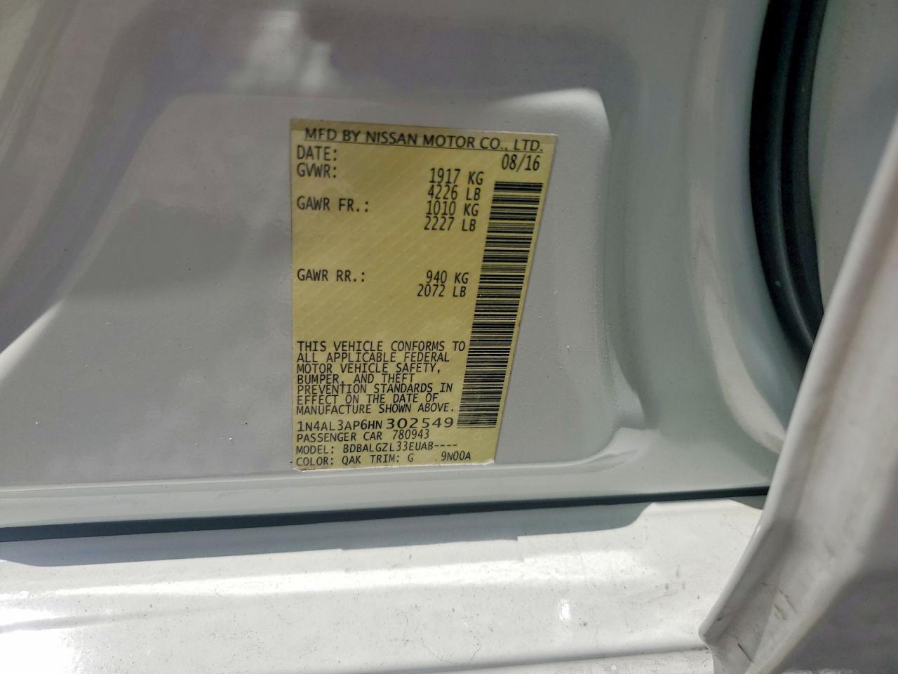 2017 NISSAN ALTIMA 2.5 S photo 23