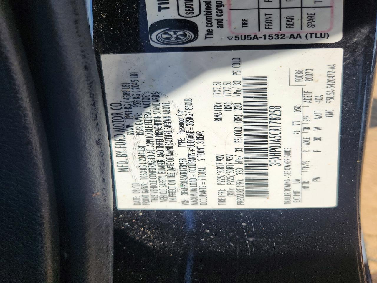 2012 FORD FUSION SEL photo 37