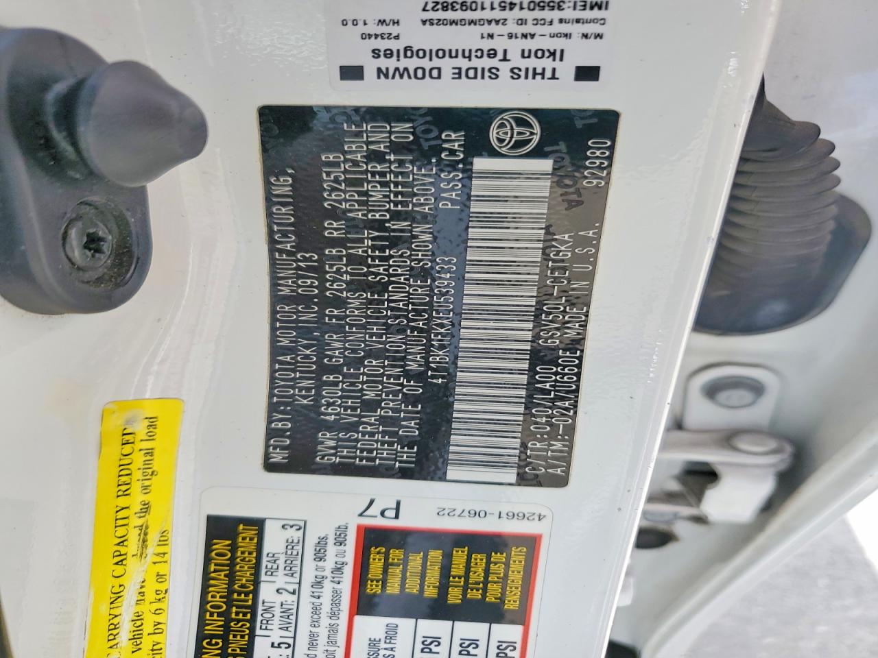 2014 TOYOTA CAMRY XLE V6 photo 23