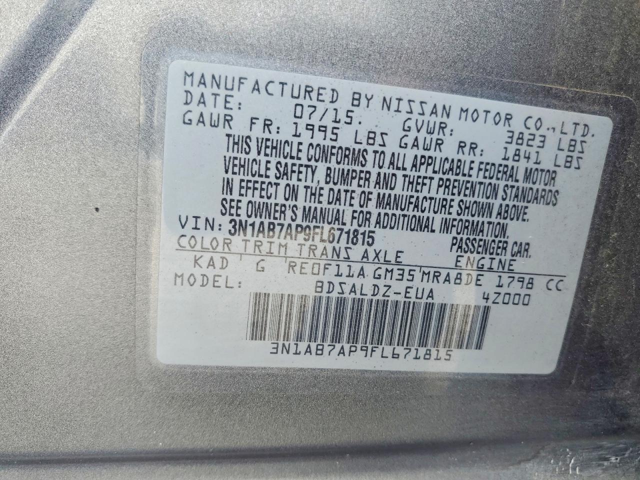 2015 NISSAN SENTRA S photo 13