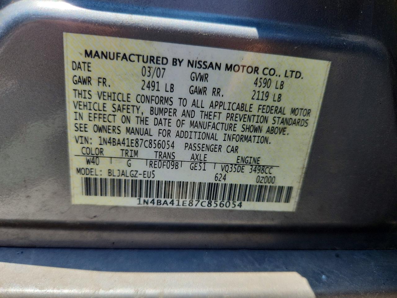 2007 NISSAN MAXIMA 3.5 SE photo 23
