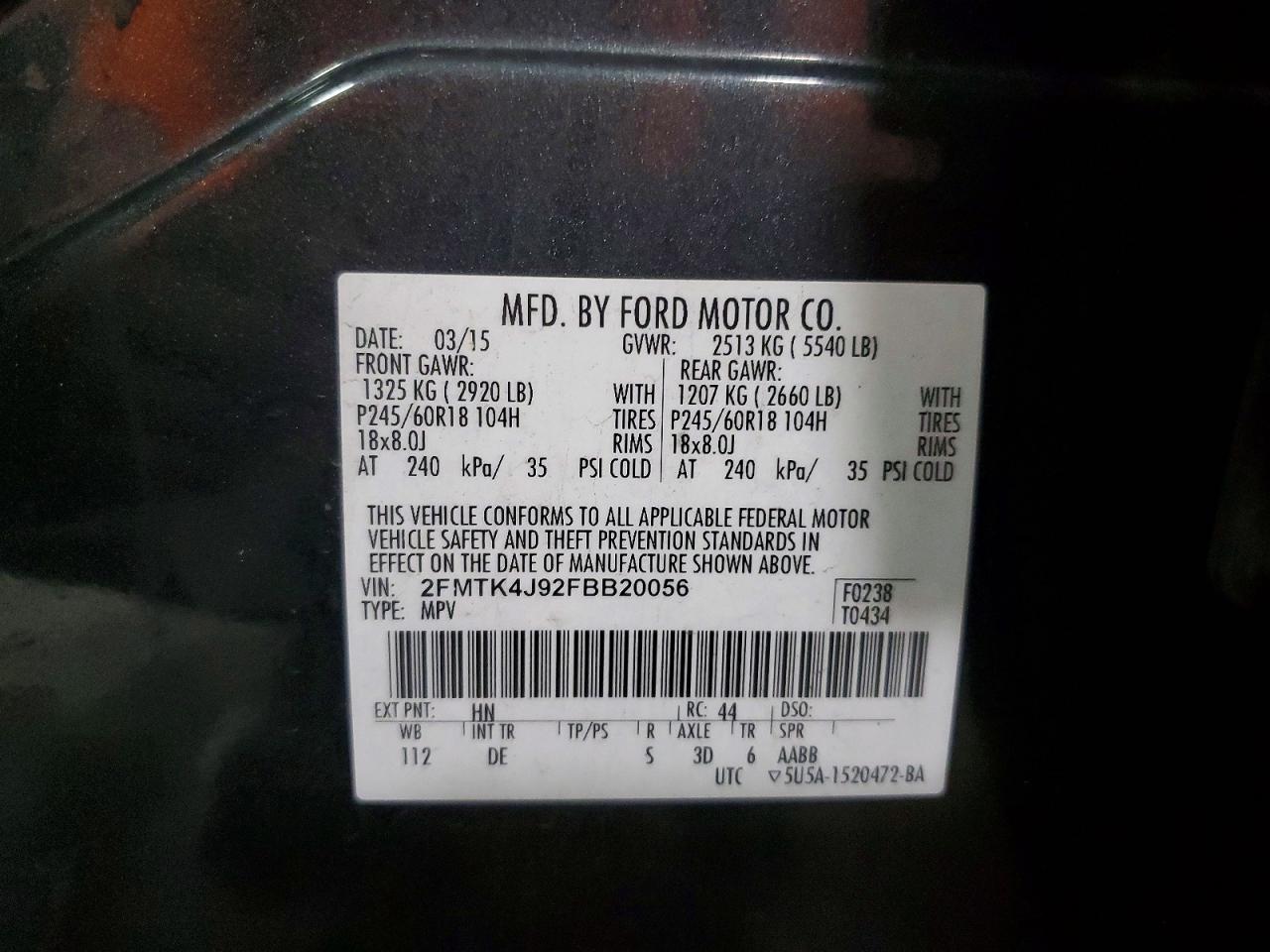 2015 FORD EDGE SEL photo 37