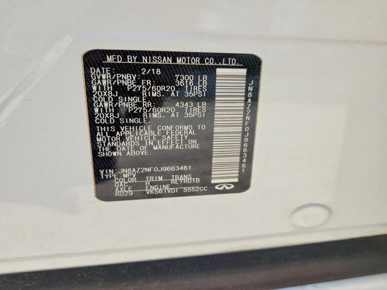 2018 INFINITI QX80 BASE photo 12