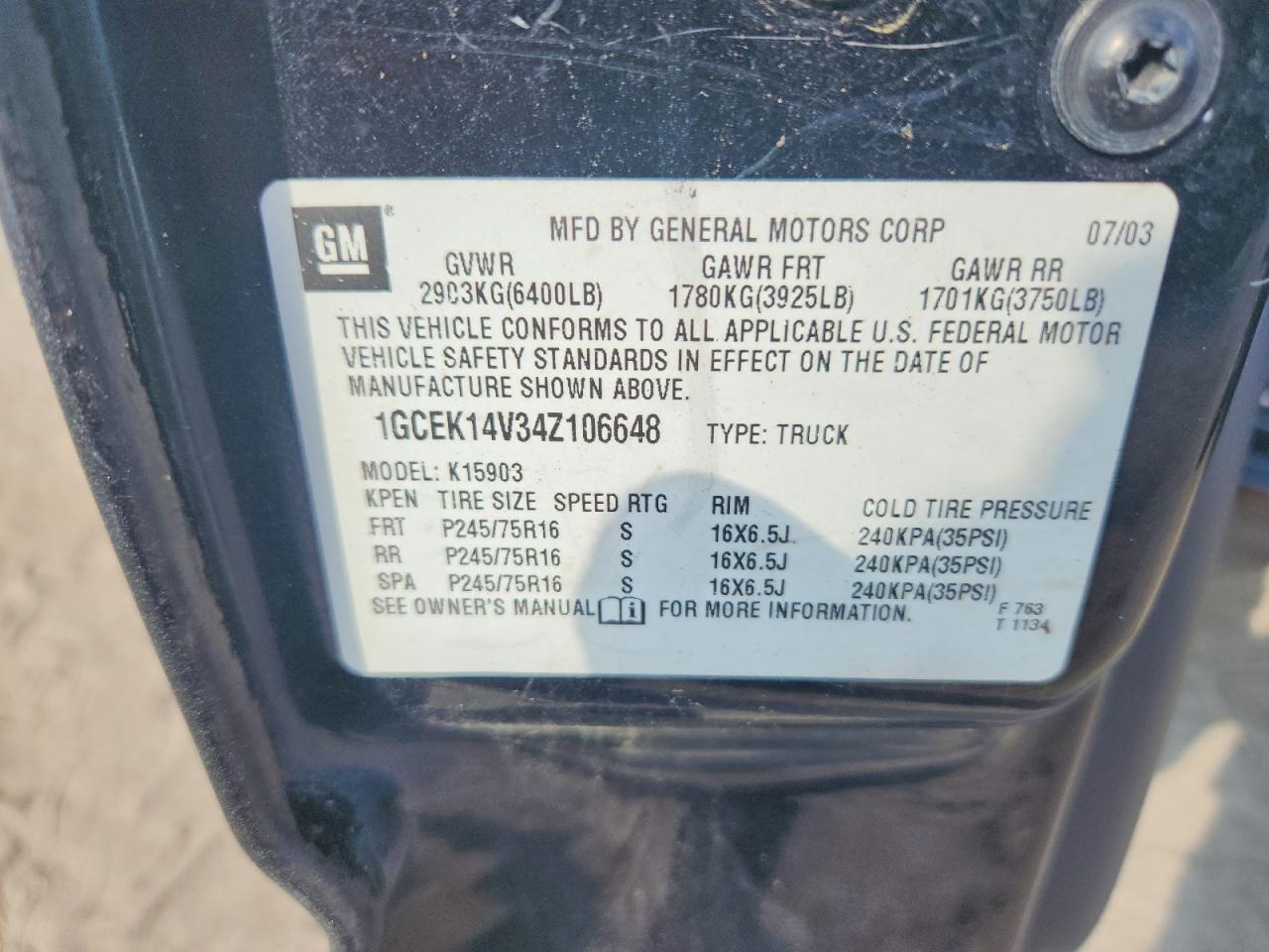 2004 CHEVROLET SILVERADO K1500 photo 23