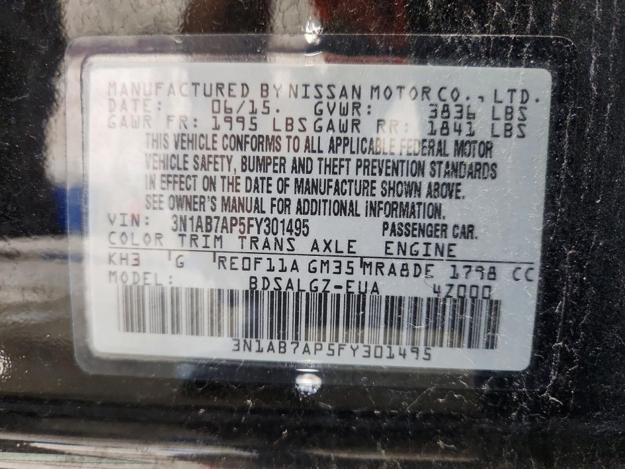 2015 NISSAN SENTRA SL photo 13