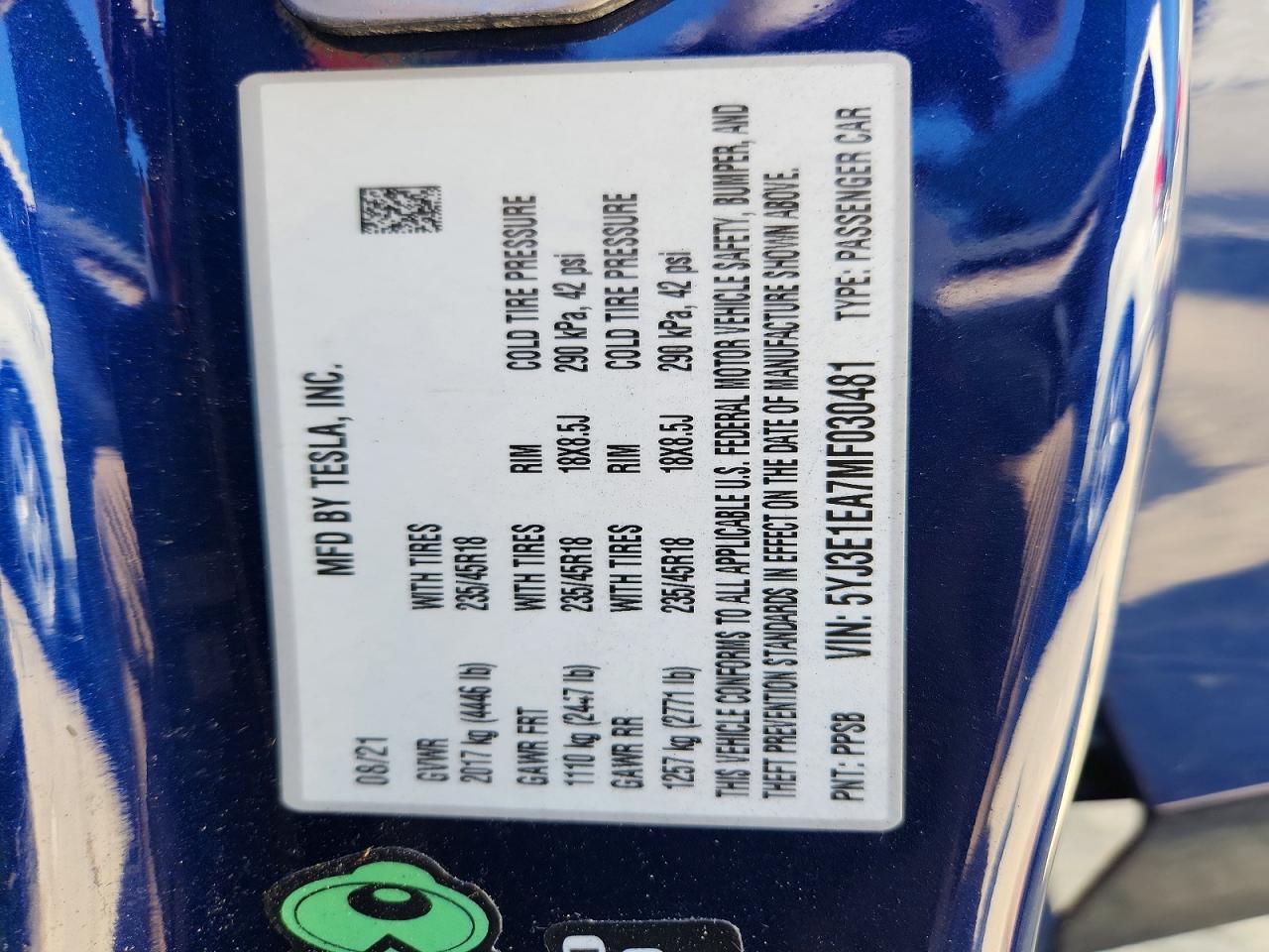 2021 TESLA MODEL 3 photo 23