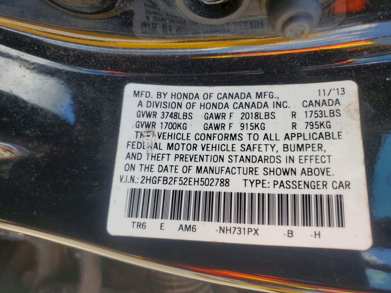 2014 HONDA CIVIC LX photo 23
