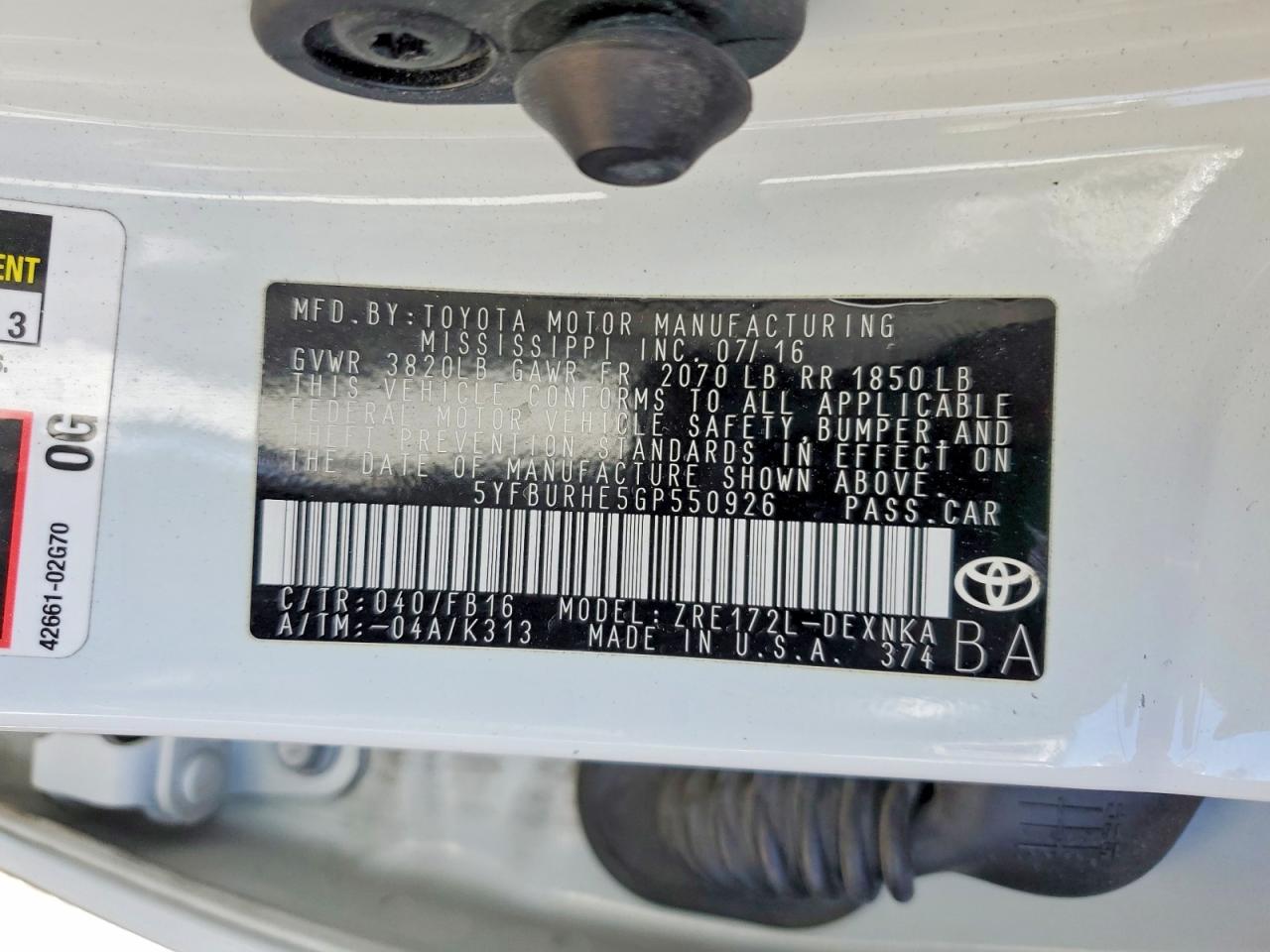 2016 TOYOTA COROLLA LE photo 13
