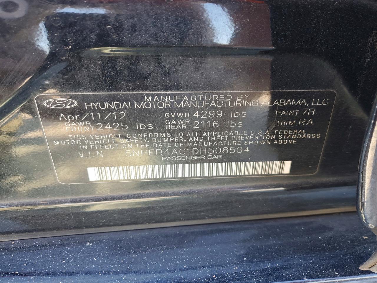 2013 HYUNDAI SONATA GLS photo 23