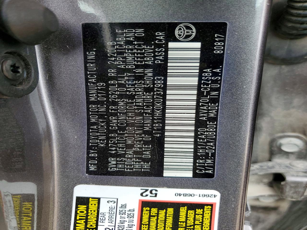 2019 TOYOTA CAMRY SE photo 23