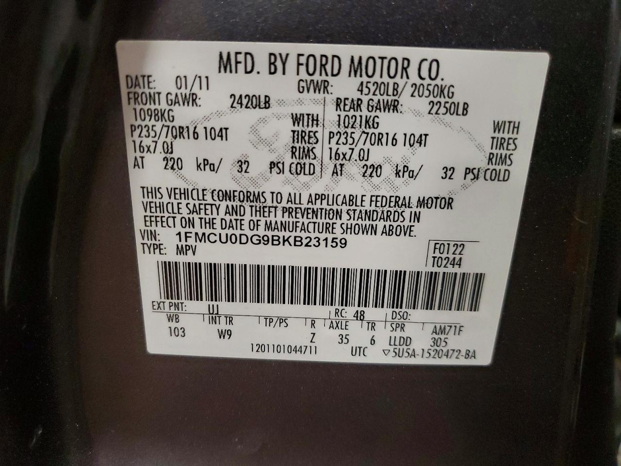 2011 FORD ESCAPE XLT photo 13