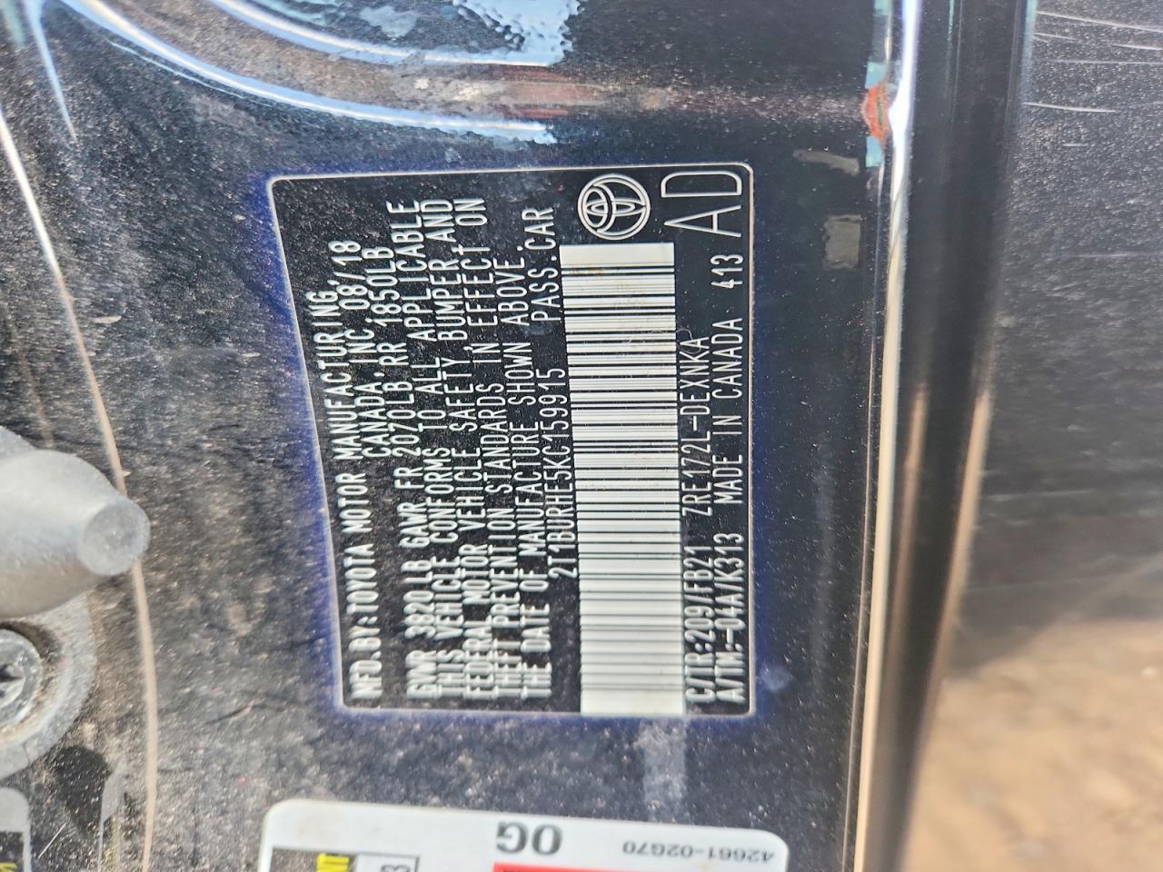 2019 TOYOTA COROLLA LE photo 23
