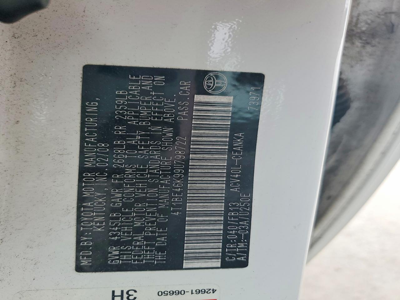2009 TOYOTA CAMRY BASE photo 12