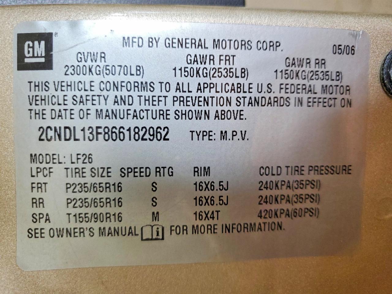 2006 CHEVROLET EQUINOX LS photo 40