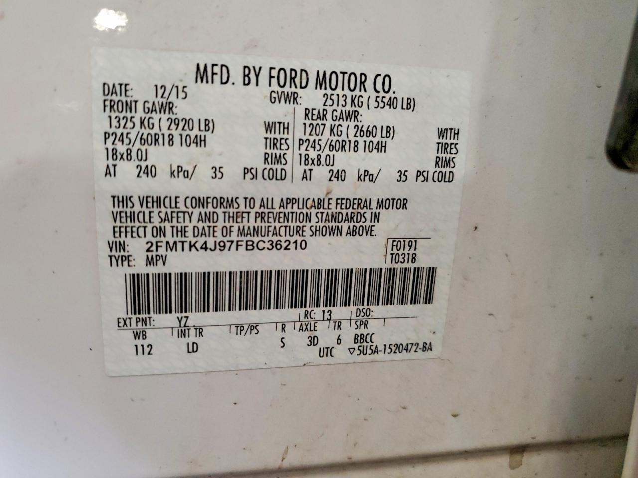 2015 FORD EDGE SEL photo 13