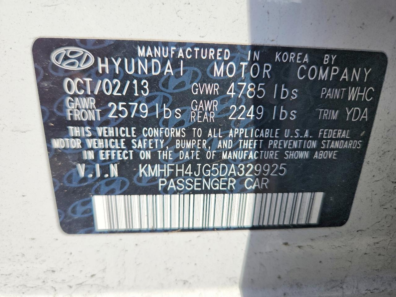 2013 HYUNDAI AZERA BASE photo 23