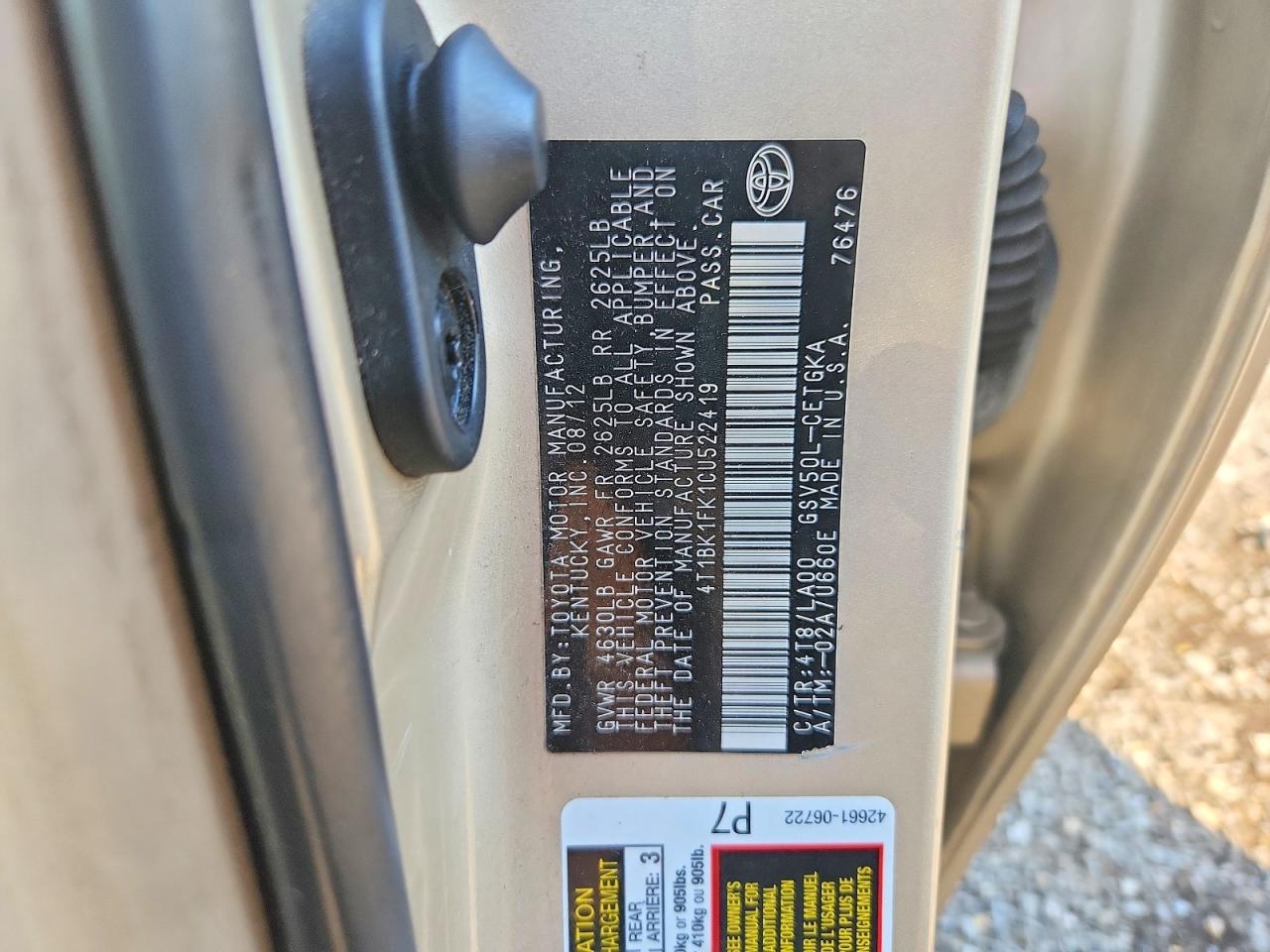 2012 TOYOTA CAMRY XLE V6 photo 23