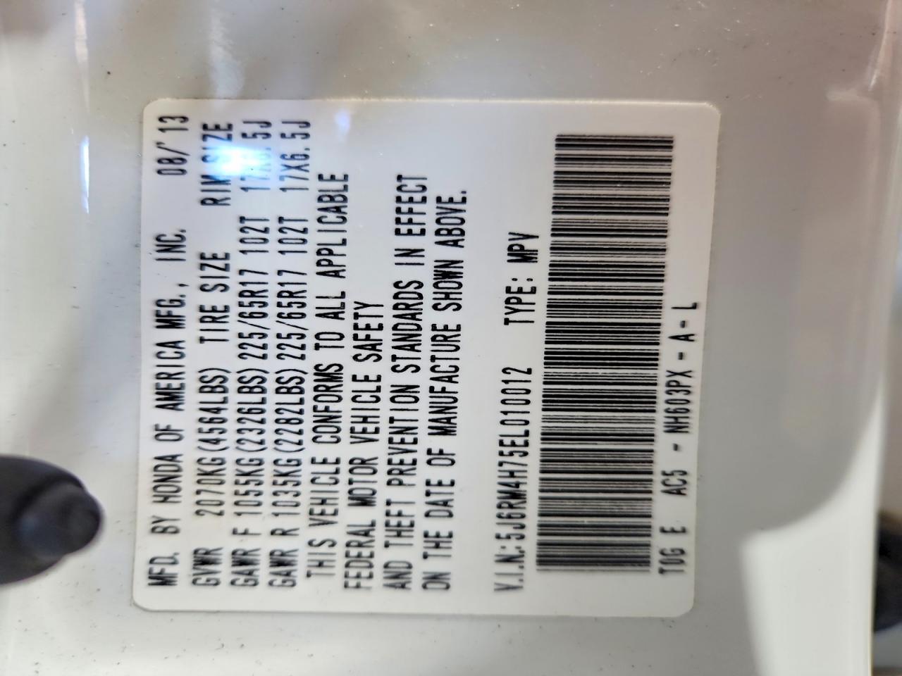 2014 HONDA CR-V EXL photo 13