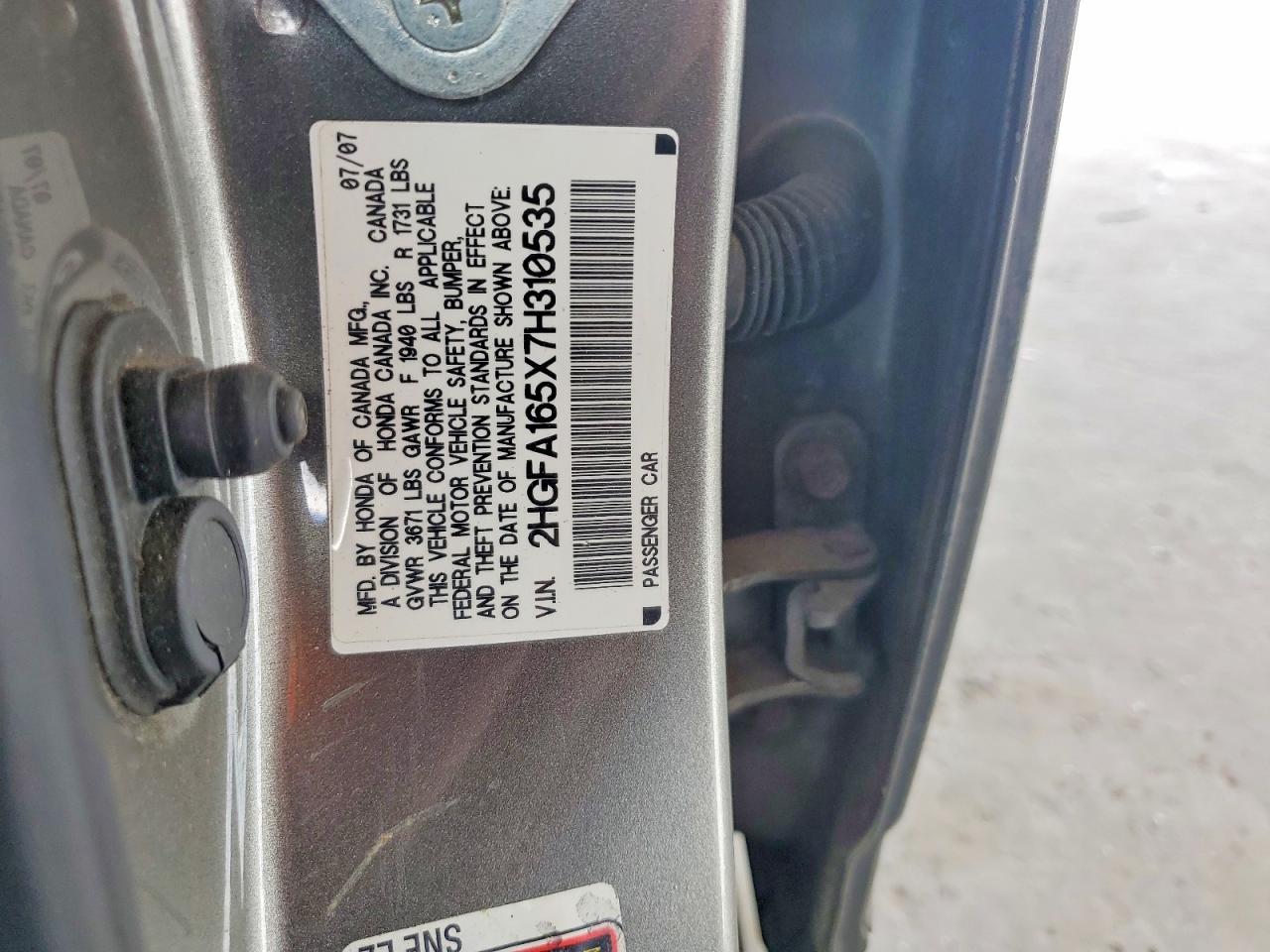 2007 HONDA CIVIC LX photo 23