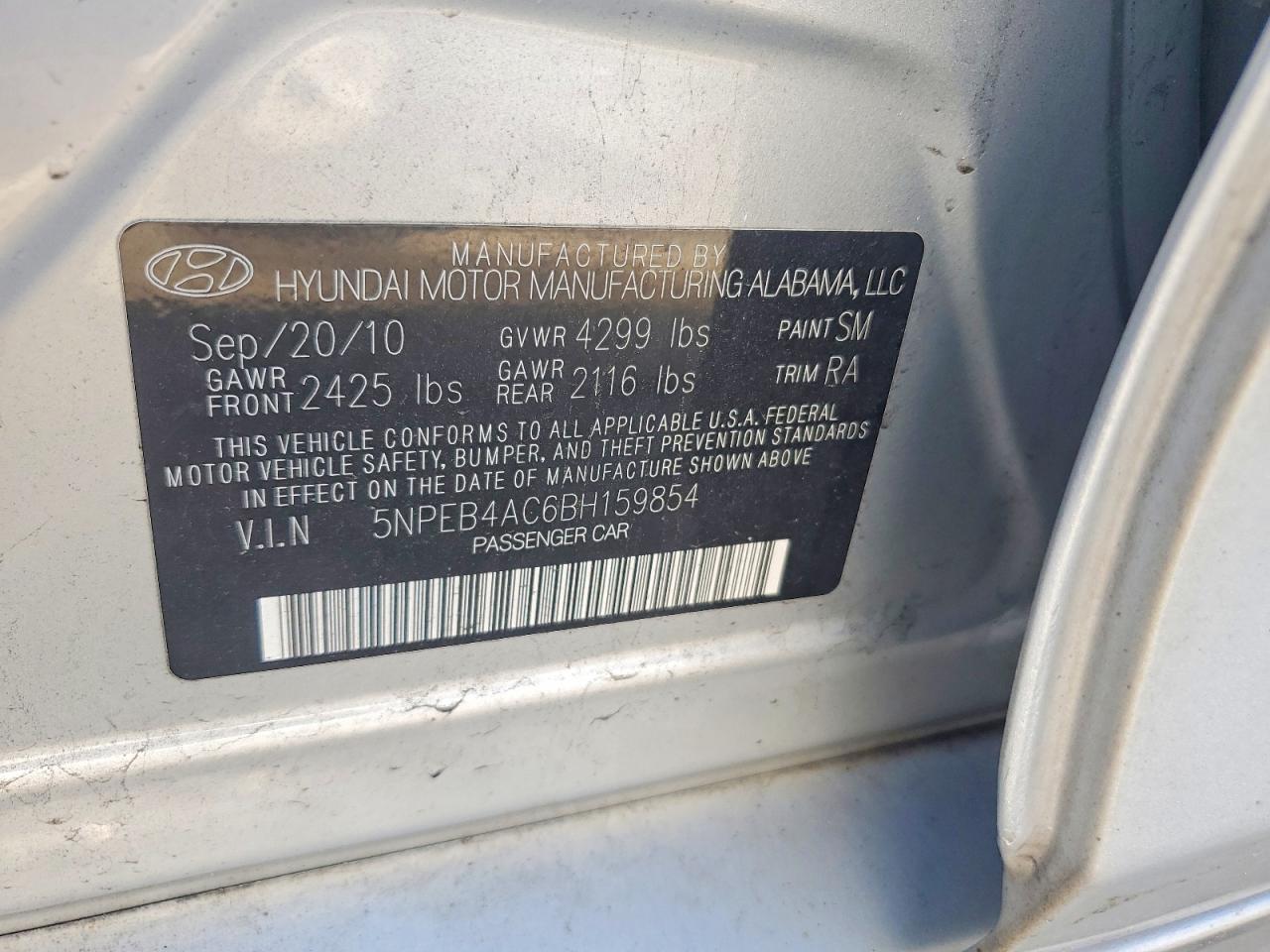 2011 HYUNDAI SONATA GLS photo 23