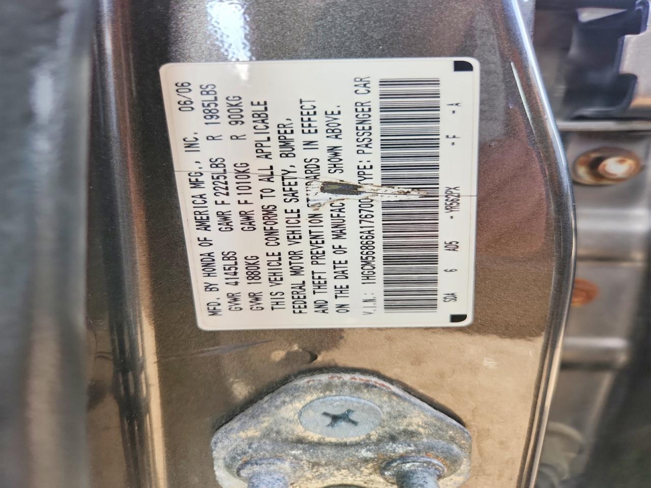 2006 HONDA ACCORD EX photo 23