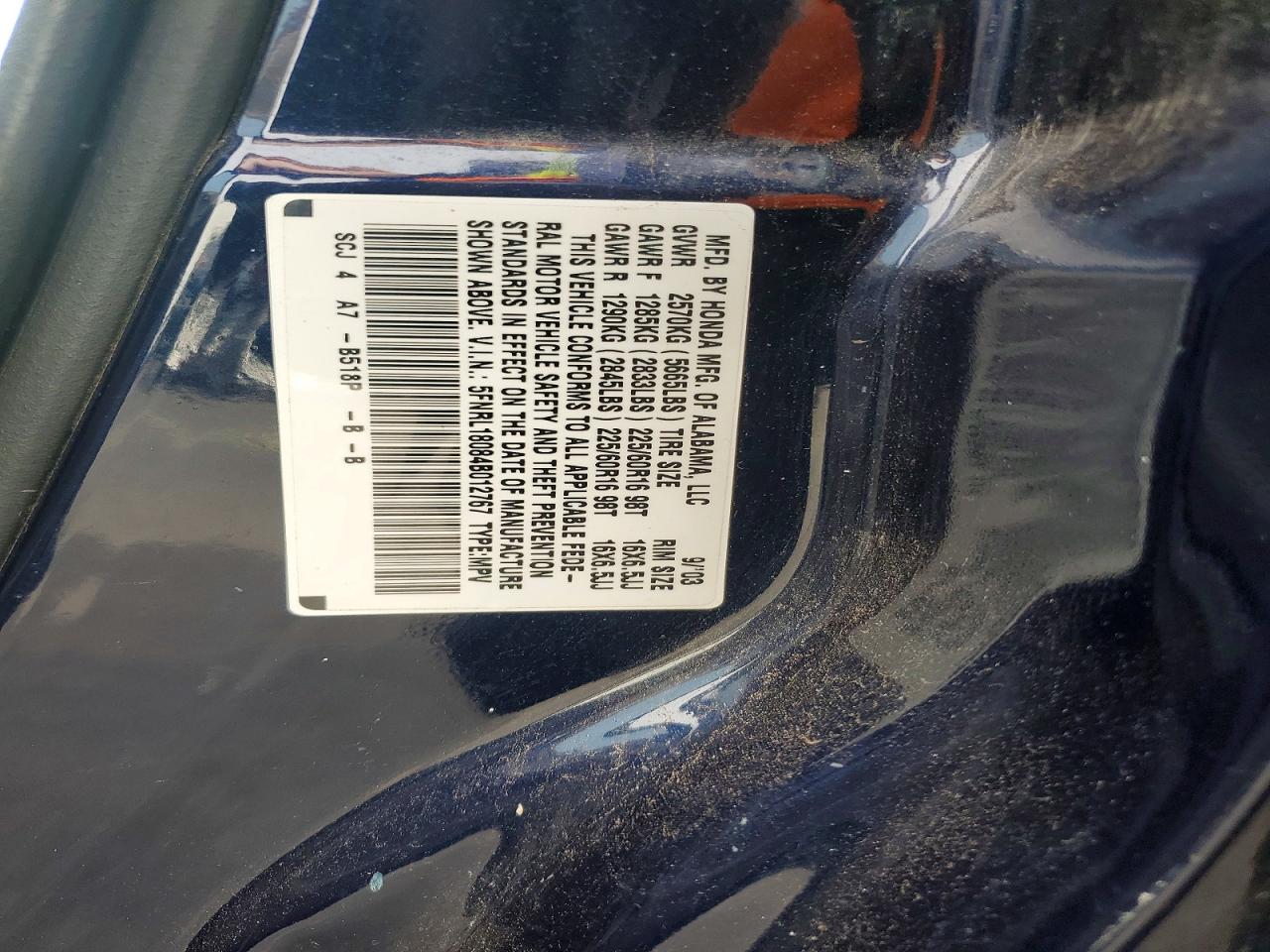 2004 HONDA ODYSSEY EXL photo 23
