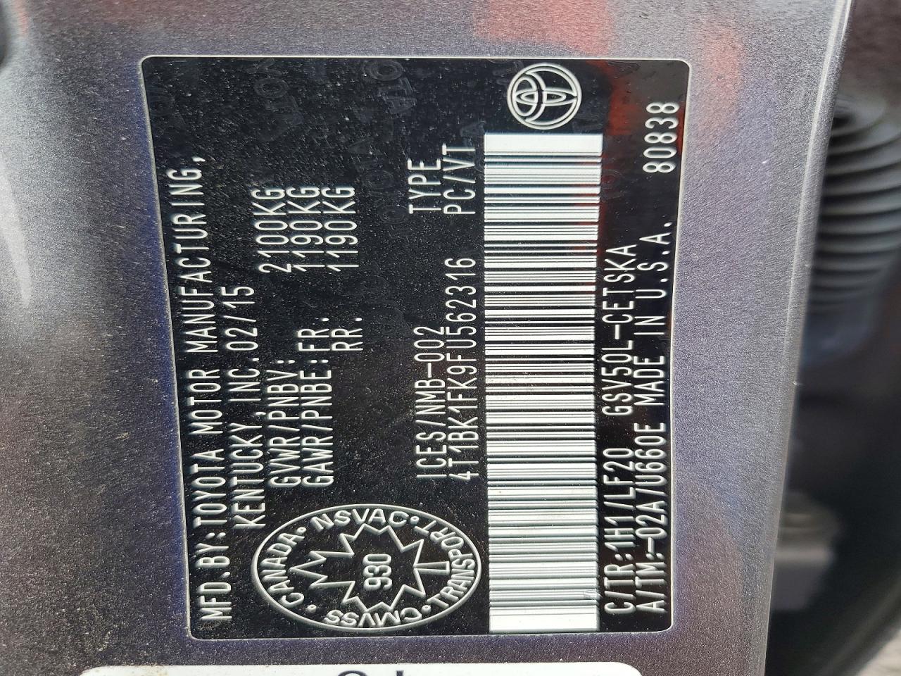 2015 TOYOTA CAMRY XLE V6 photo 34