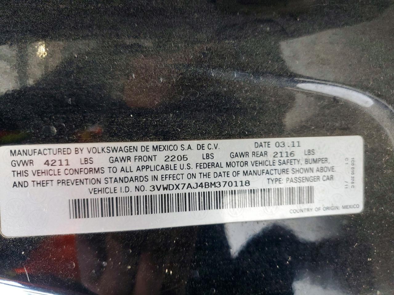 2011 VOLKSWAGEN JETTA SE photo 13