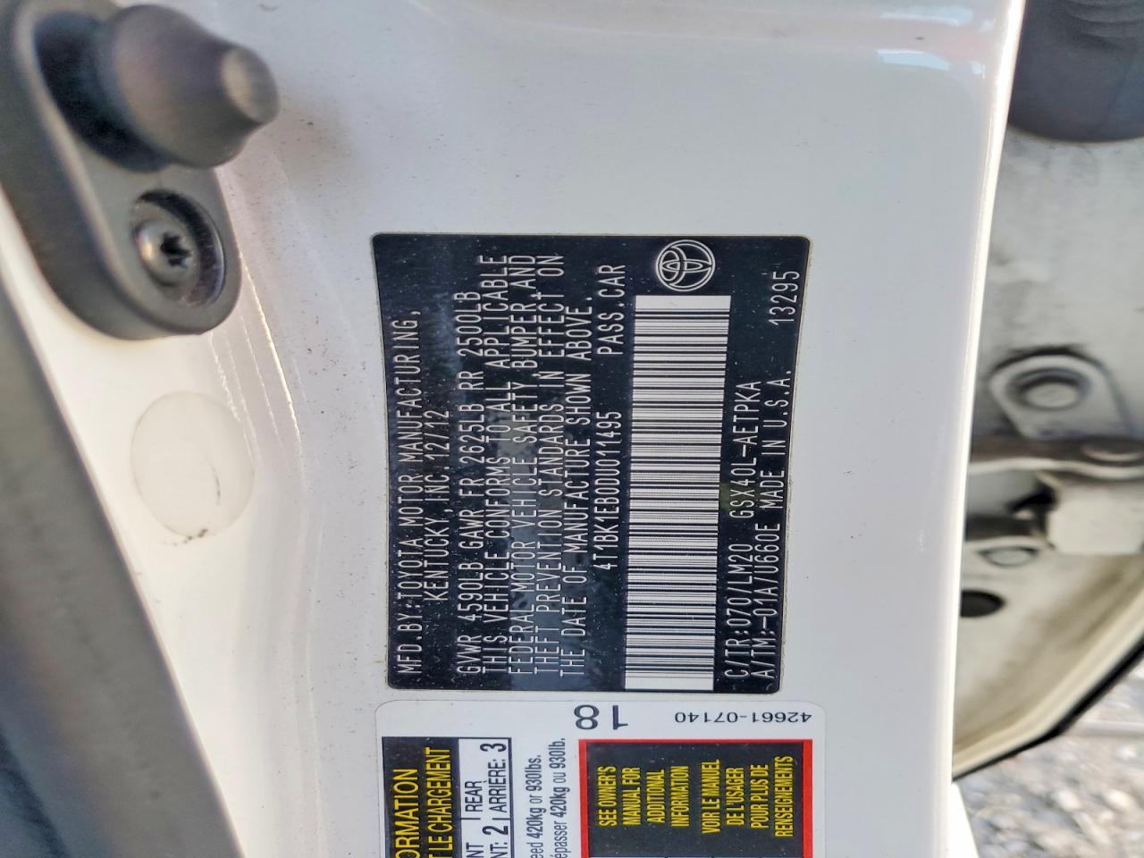 2013 TOYOTA AVALON LIMITED photo 23