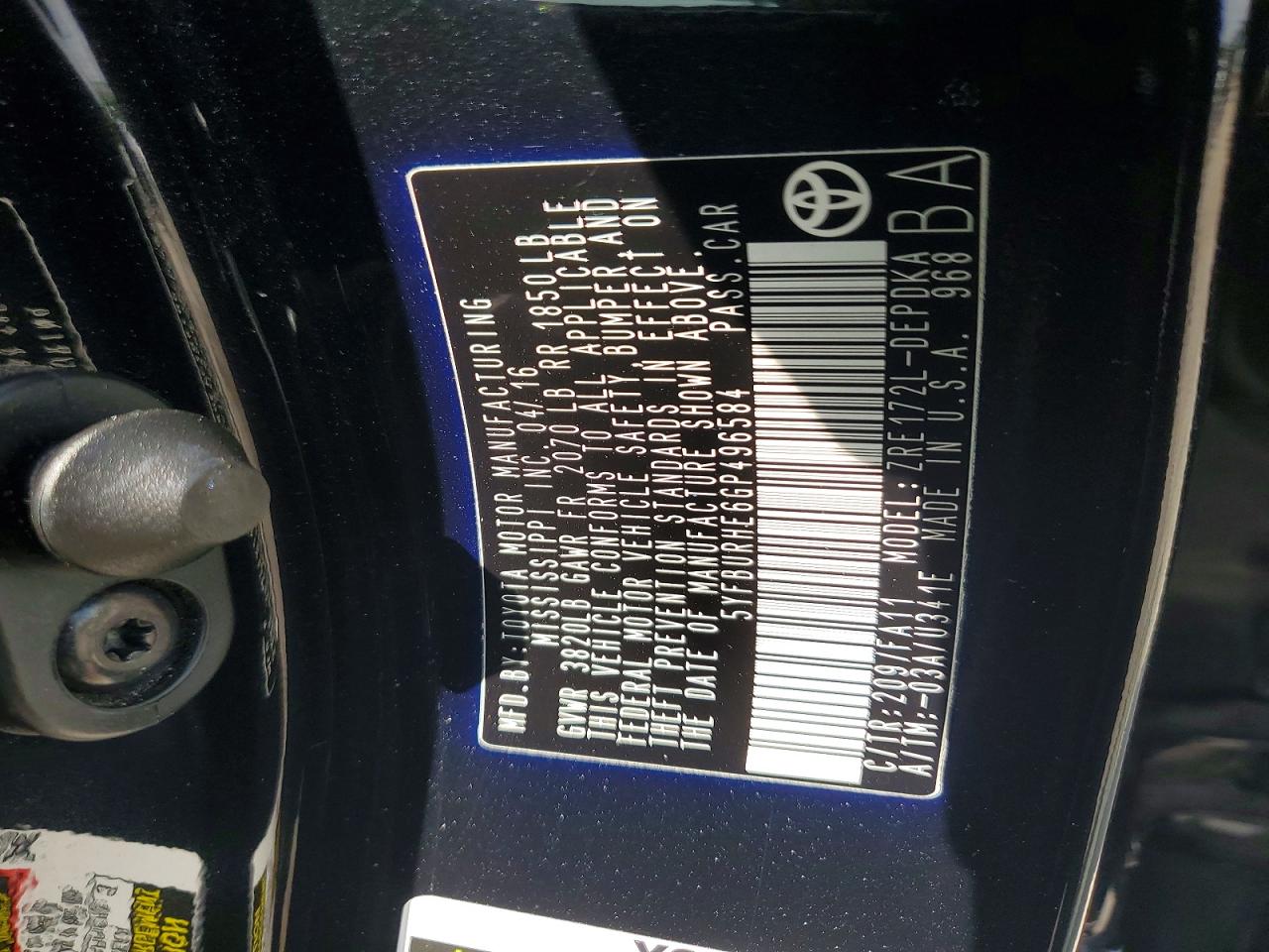 2016 TOYOTA COROLLA L photo 25