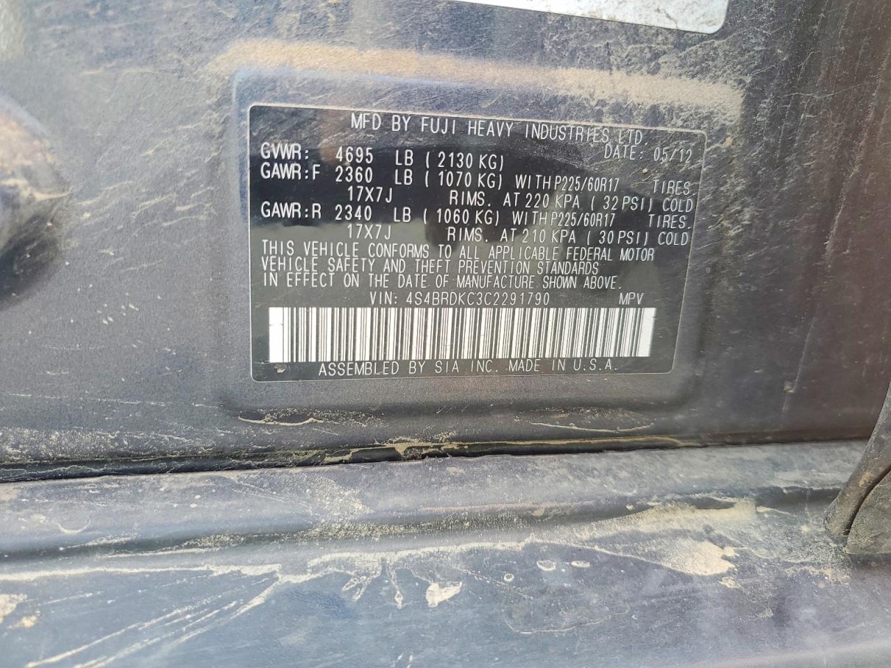 2012 SUBARU OUTBACK 3.6R LIMITED photo 23