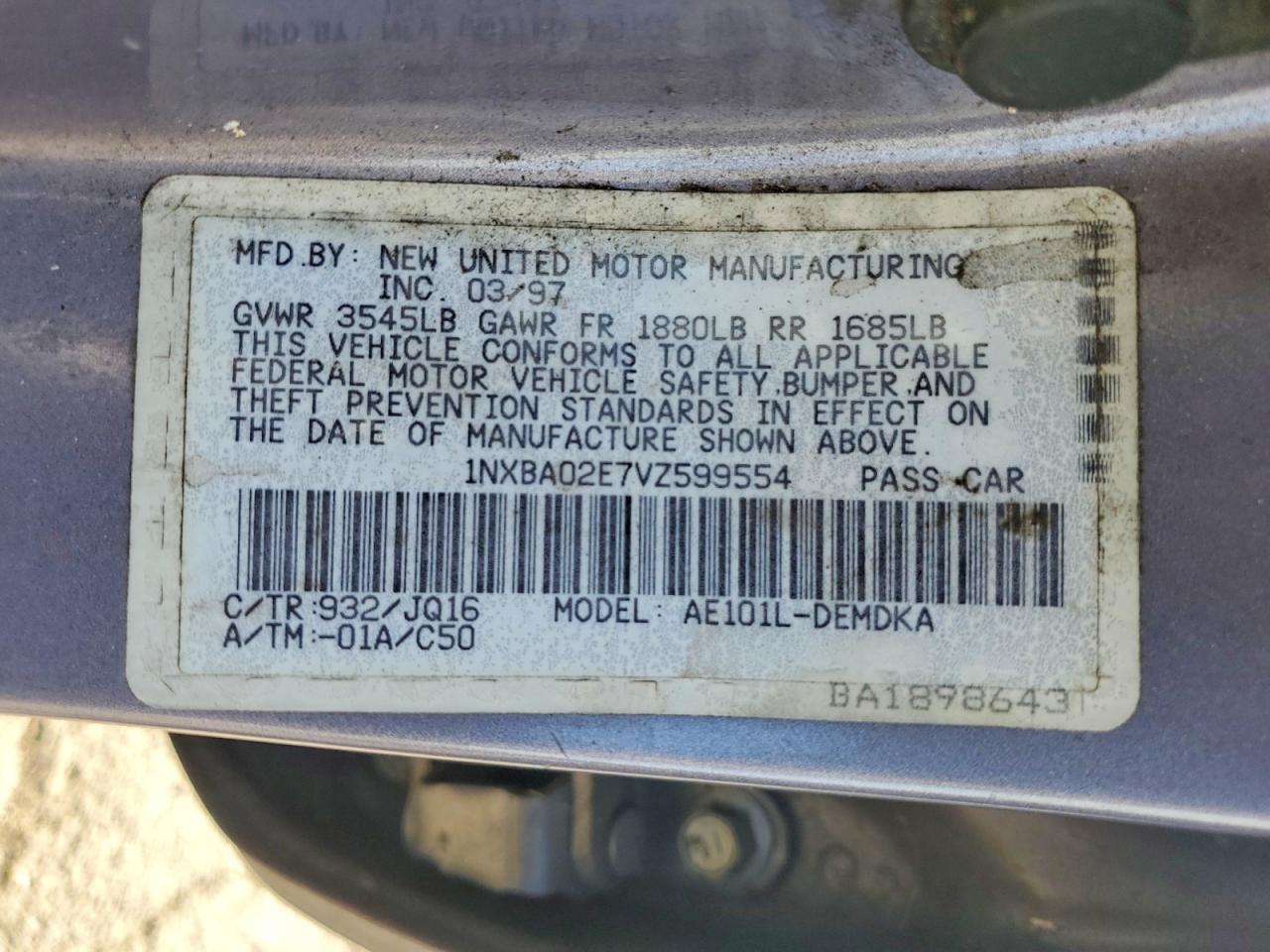 1997 TOYOTA COROLLA BASE photo 12